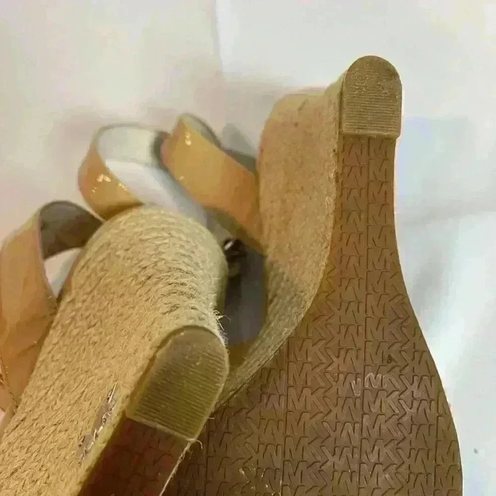 Michael Kors Women's Tan Espadrille Wedge Platform Sandals Size 8M